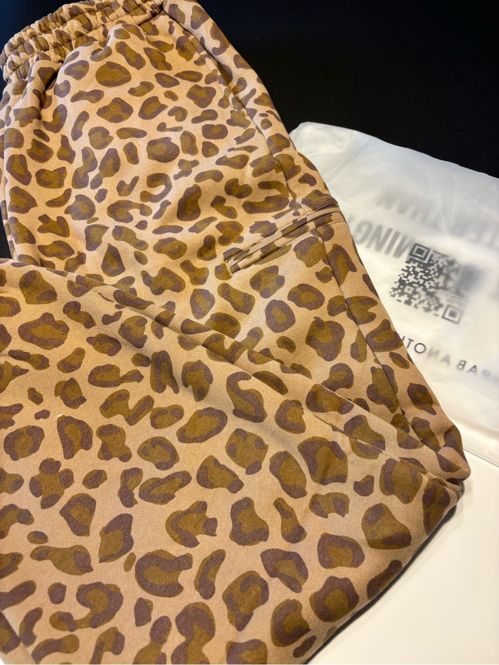 Comfrt Airplane Mode unisex Leopard Print Jogger Bottoms in Brown
